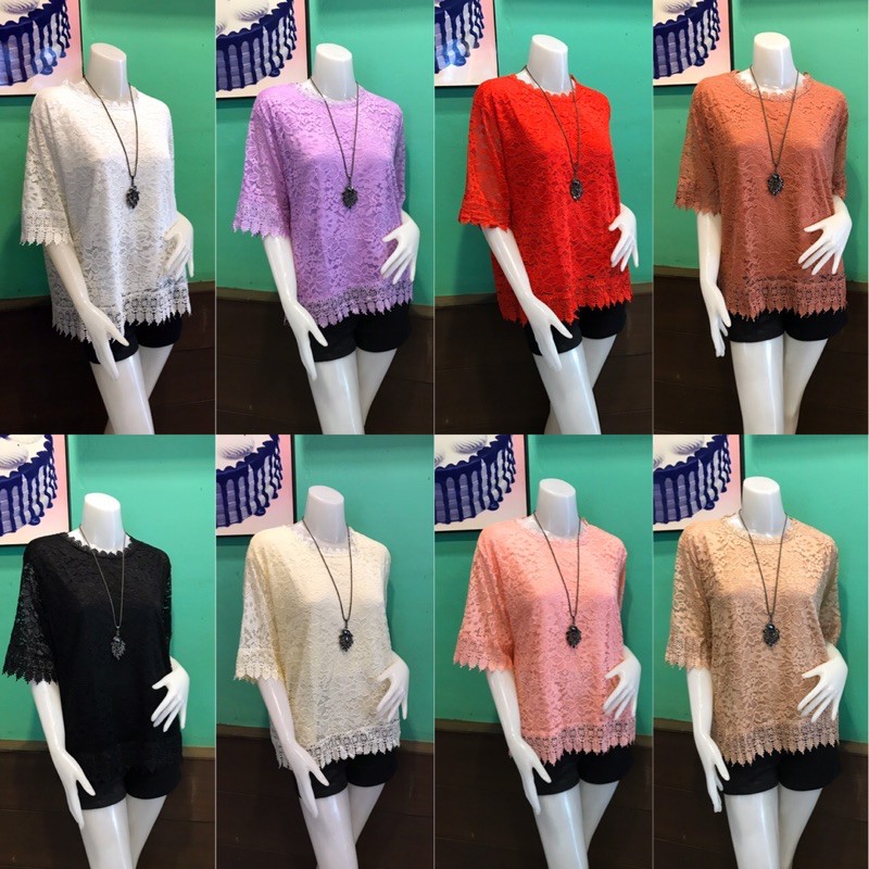 เสื้อลูกไม้ทั้งตัว #รุ่นทรงเรียบไซด์ใหญ่ มี 2 ไซด์