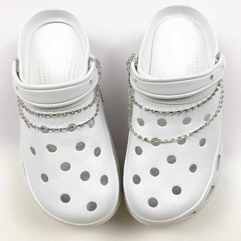 Croc Charm เครื่องประดับรองเท้า โซ่เงิน Peral Thumb jibitz DIY Croc รองเท้า เหมาะสําหรับแฟชั่นสุภาพสตรี รองเท้าแตะตกแต่ง