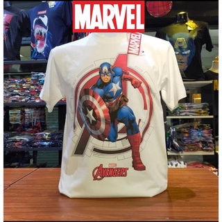 เสื้อยืดMarvel_ลิขสิทธิ์แท้ลายCaptainAmericaสีขาว(mvx-197)