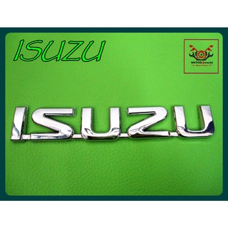 ISUZU LOGO "CHROME" STICKER (1 PC.) size 14x2.5 cm. // โลโก้ ISUZU สีโครม (ขนาด 14x2.5 ซม.) (1 ชิ้น) พร้อมกาวติด