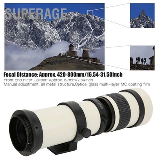 Superage เลนส์ซูมโฟกัสซูมได้ F/8.3`16 สําหรับกล้อง Canon Ef-S สีขาว 420`800 มม.