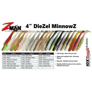 Zman เหยื่อปลอม แบบนิ่ม MinnowZ 4 นิ้ว แพ็กละ 5 ชิ้น