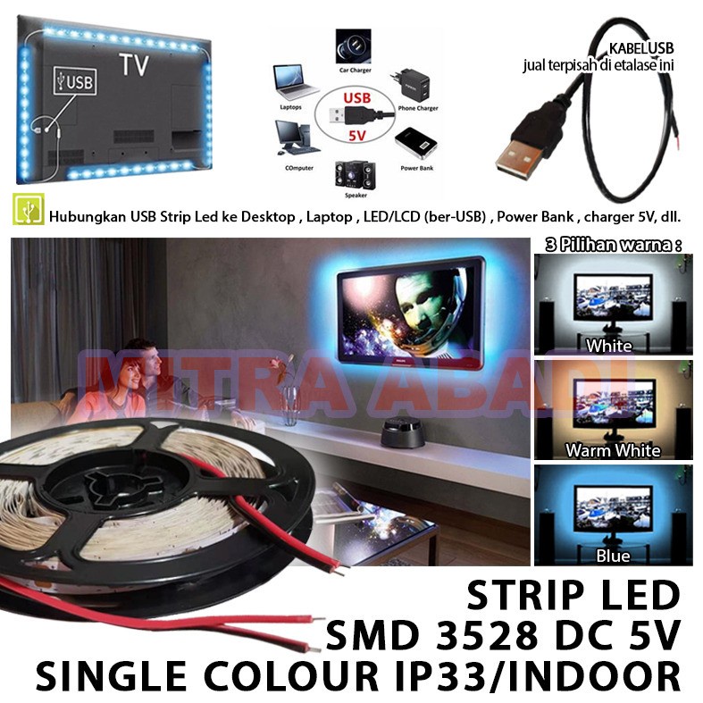 สายเคเบิลสําหรับ SMD 3528 ไฟ LED สีเดียว DC 5V IP33