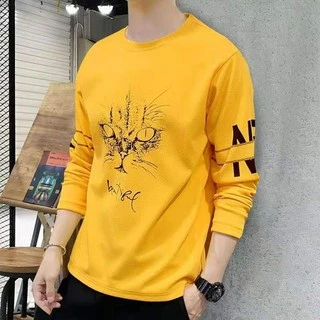 พร้อมส่งเสื้อยืดแขนยาวแฟชั่นผู้ชายลุคเกาหลี เนื้อผ้าดี ผ้าเนียนนุ่ม ใส่ไปไหนก็ดูเท่(T-023）