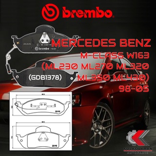 ผ้าเบรคหน้า BREMBO MERCEDES BENZ M-Class W163 (ML230 ML270 ML320 ML350  ML430) ปี 98-05 (P50039B)