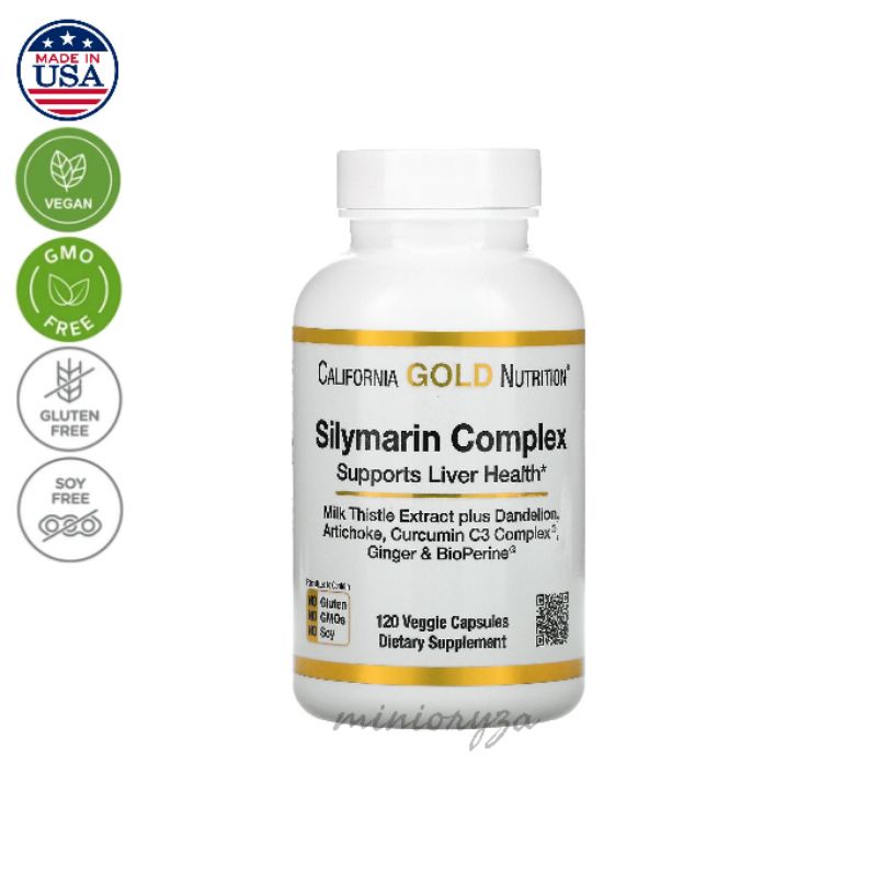 พร้อมส่ง💚บำรุงและล้างพิษตับ California Gold Nutrition Silymarin Complex, 120 Veggie Capsules