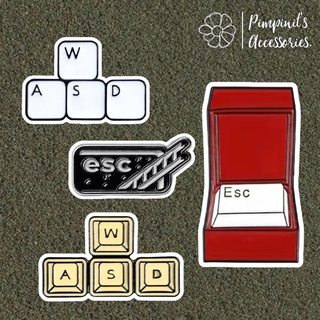 ʕ •ᴥ•ʔ ✿ พร้อมส่ง : เข็มกลัดเซ็ทแป้นคีย์บอร์ดคอมพิวเตอร์ | "WASD" &amp; "ESC" Computer Keyboard Enamel Brooch Pin Set