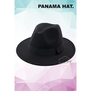 ราคา พิเศษ พร้อมส่ง หมวกปานามา Panama hats หมวกปีกกว้างที่เป็นที่นิยมสูงสุด Wool ดำ สินค้าราคาถูก.