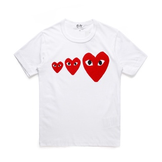 พร้อมส่ง เสื้อยืดแขนสั้นลําลอง ผ้าฝ้ายแท้ พิมพ์ลาย CDG Play แฟชั่นคู่รัก