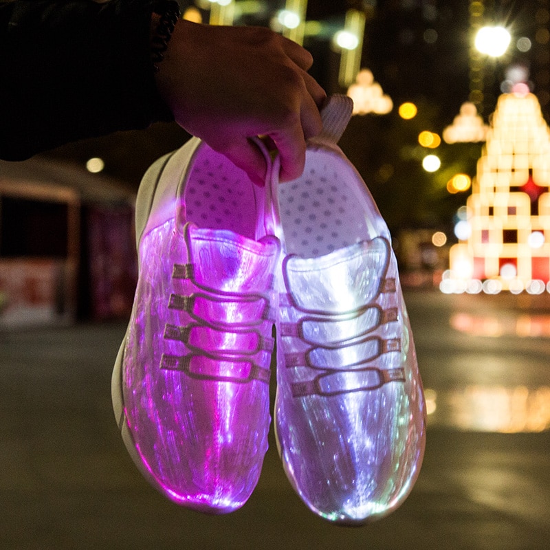 New Summer Led Fiber Optic Shoes for girls boys men women USB Recharge ...