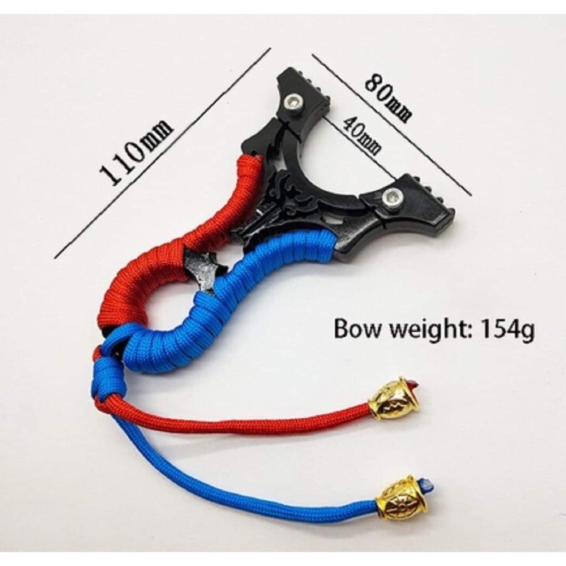 หนังสติ๊ก **รุ่นหมาป่าแดงเงิน***  slingshots มีศูนย์เล็งง่าย  ด้ามจับพันด้วยเชือกสีน้ำเงินแดง slingshot แม่น