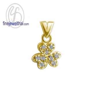 Finejewelthai-จี้-จี้เพชร-จี้ใบโคลเวอร์-จี้เงินแท้-Clover-Diamond-CZ-Silver-Pendant-P1162cz00 (สามารถเลือกสีตัวเรือนได้)