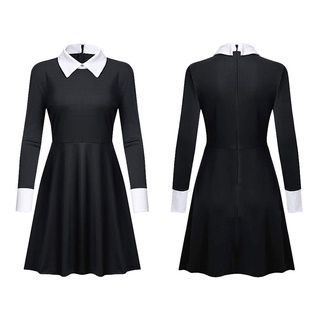 Wednesday Addams (2022) ชุดเดรสกระโปรงคอสเพลย์ สีดํา สําหรับครอบครัว