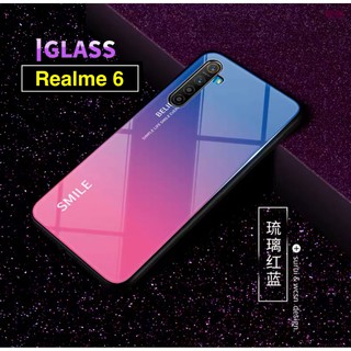 มาใหม่ Case Realme 6 เคสเรียวมี เคสกระจกสองสี เคสเงาไล่สี ขอบนิ่ม เคสกันกระแทก สีกระจกเทมเปอร์ปลอกแก้วฝาหลังกันชน