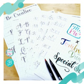 ชุดฝึกเขียน Calligraphy แบบน่ารัก ด้วย Brush หัวใหญ่ Tombow Dual Mildliner hand lettering practice