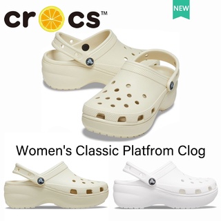 crocs แท้  WOMENS Classic Platform Clog  รองเท้านิ่มเหมือนเหยียบขี้ พื้นหนา 4.1 ซม รองเท้าไปทะเล#206750