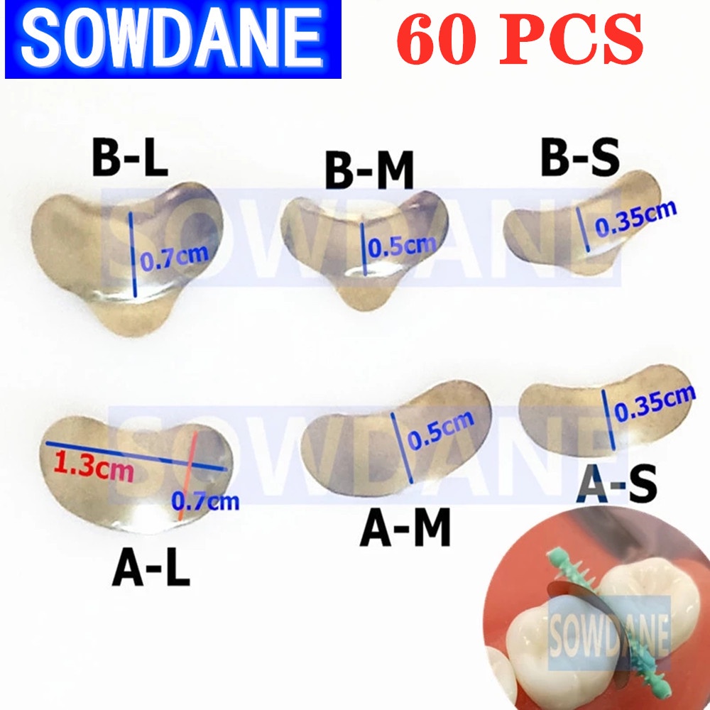 60 Pcs Dental Sectional Contoured Matrices Matrix S/M/L Matrix Bands Tofflemire Stuck Matric Dental 