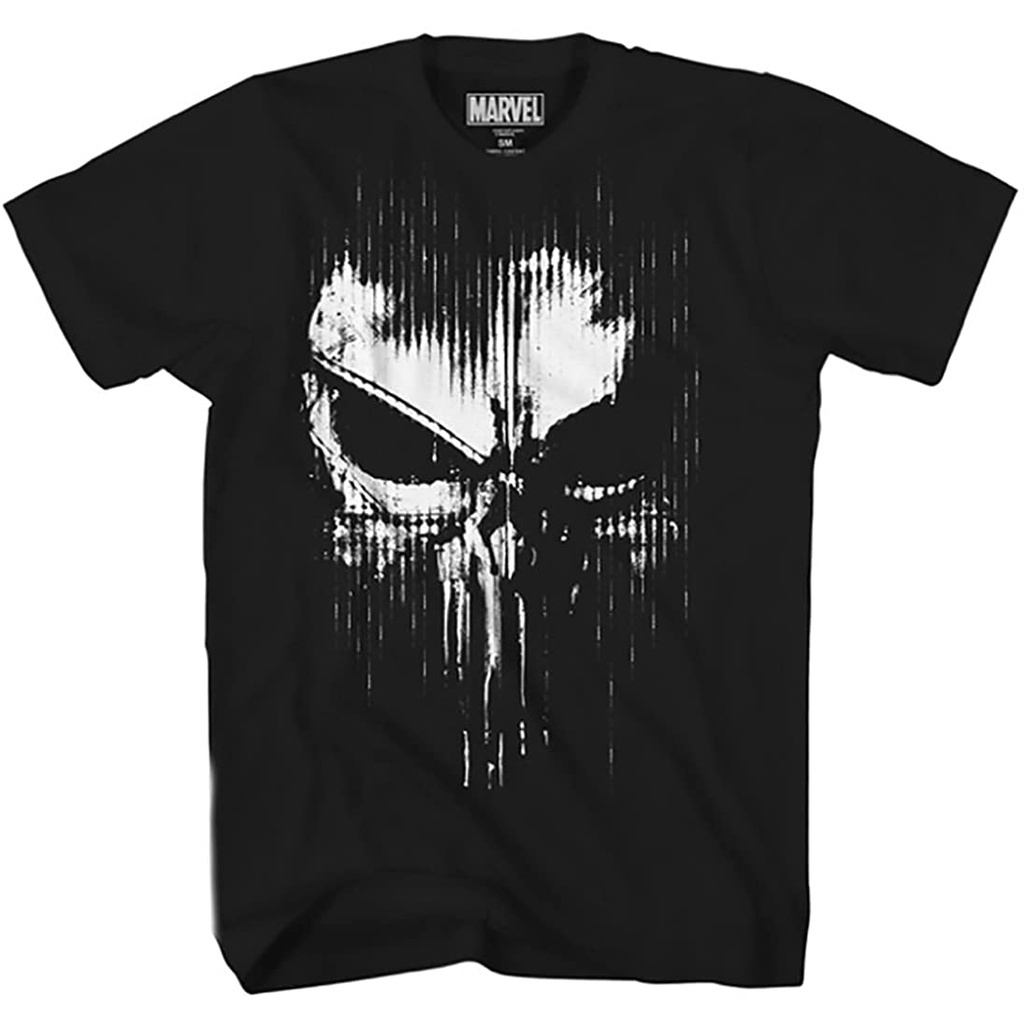 【🔥🔥】100%cotton เสื้อยืดคอวีผู้ชาย Marvel The Punisher Dirty Skull Vest Logo Adult T-Shirt men เสื้อ 