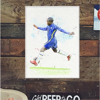 โปสเตอร์ ผ้าแคนวาส เอ็นโกโล่ ก็องเต้ เชลซี NGolo Kanté Chelsea ภาพวาด ศิลปะ นักบอล นักฟุตบอล