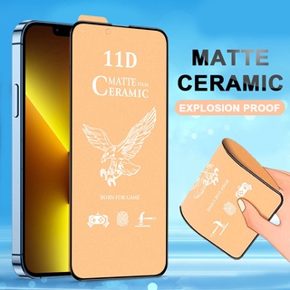 ฟิล์มเซรามิกตกไม่แตก(แบบด้าน) IPhone กันรอย ตกไม่แตก บิดได้ งอได้ 14 13 12 11 Pro X Xs Max Xr 6 6S 7 8 Plus Se 2020 Mini