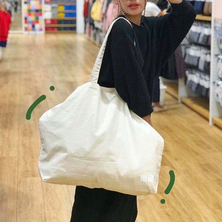 กระเป๋าผ้า ยูนิโคล่ eco uniqlo ถุงผ้า ของแท้ มีป้าย มินิมอล