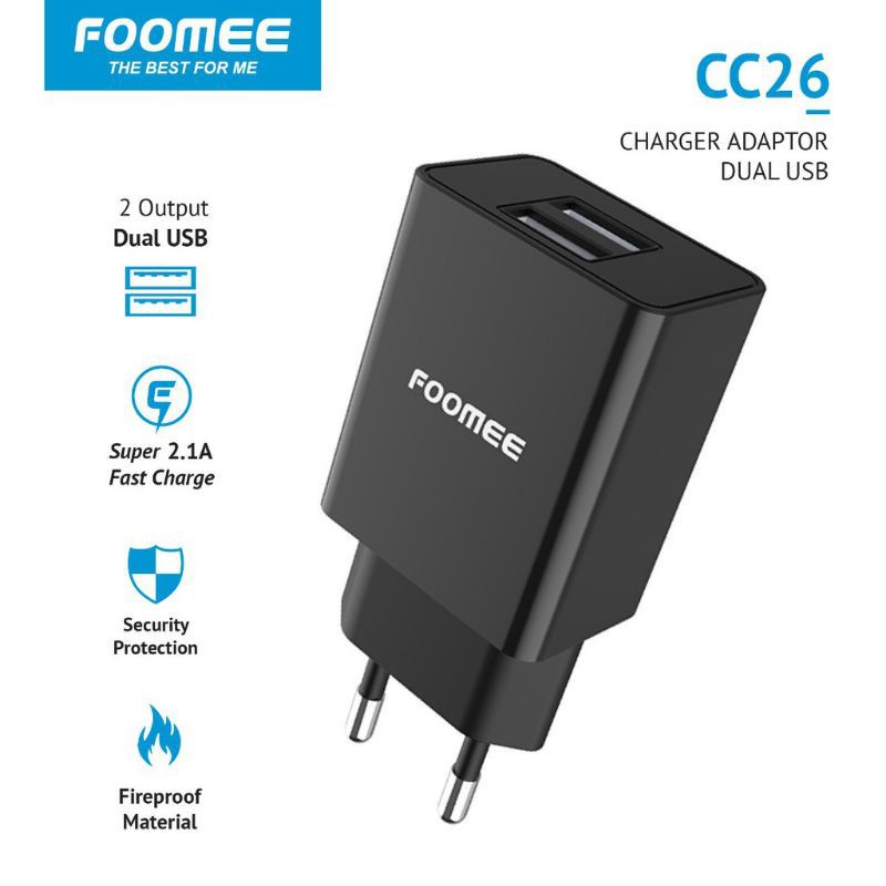 Foomee CC26 2.1A อะแดปเตอร์ชาร์จ USB คู่ เอาท์พุท ชาร์จเร็ว