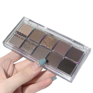 Roto 087 Mysterious Ten-Color อายแชโดว์ 12 กรัม โทนสีน้ําตาล สีเทา สีน้ําตาลควัน ประกายมุก ขนาดเล็ก แบบพกพา สีชมพู สีม่วง สีเทา สีน้ําตาล สีดํา 神秘十色眼影12g橄榄皮冷灰棕调深邃烟熏珠光亮片大地色小巧便携,Mysterious Colorful eye shadow 12g Mysterious, psychedelic, full of artistic fe