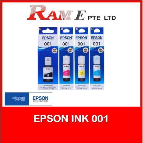 ◕[ORIGINAL] Epson Ink 001 / C13T03Y100 Black / C13T03Y200 Cyan / C13T03Y300 Magenta / C13T03Y400 Yel