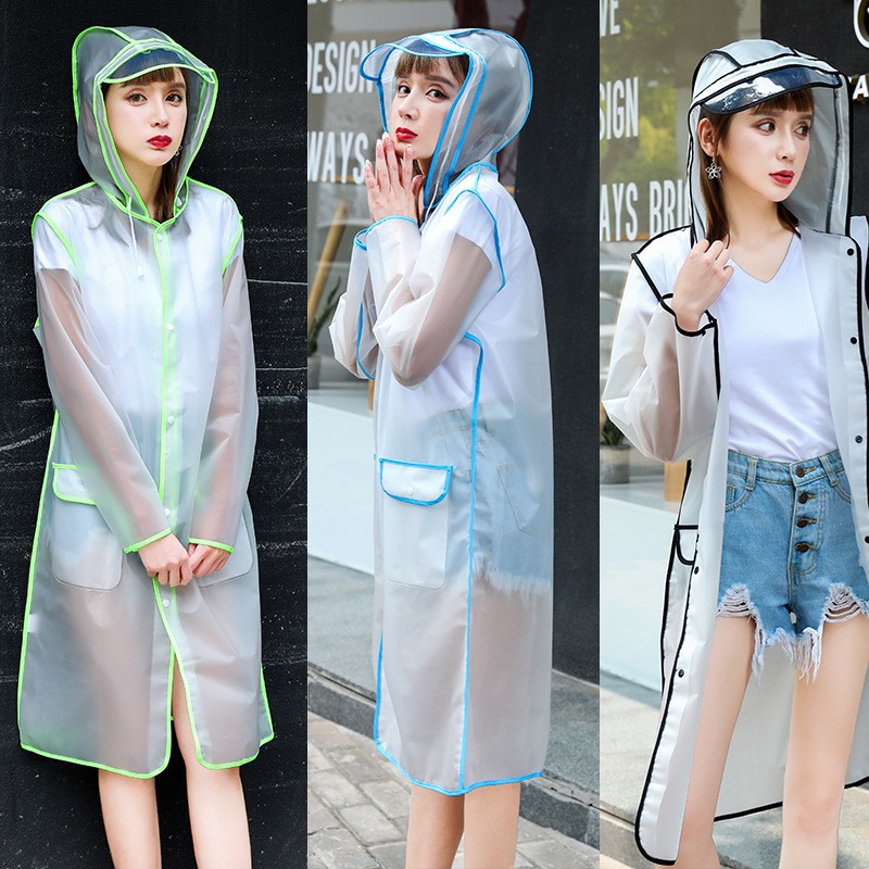 Fashion soft EVA raincoat with backpack clear Transparent raincoat
