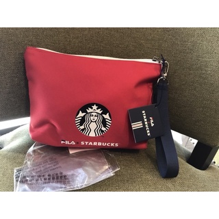 Fila X Starbucks pouch กระเป๋าซิปพร้อมสายคล้องมือ