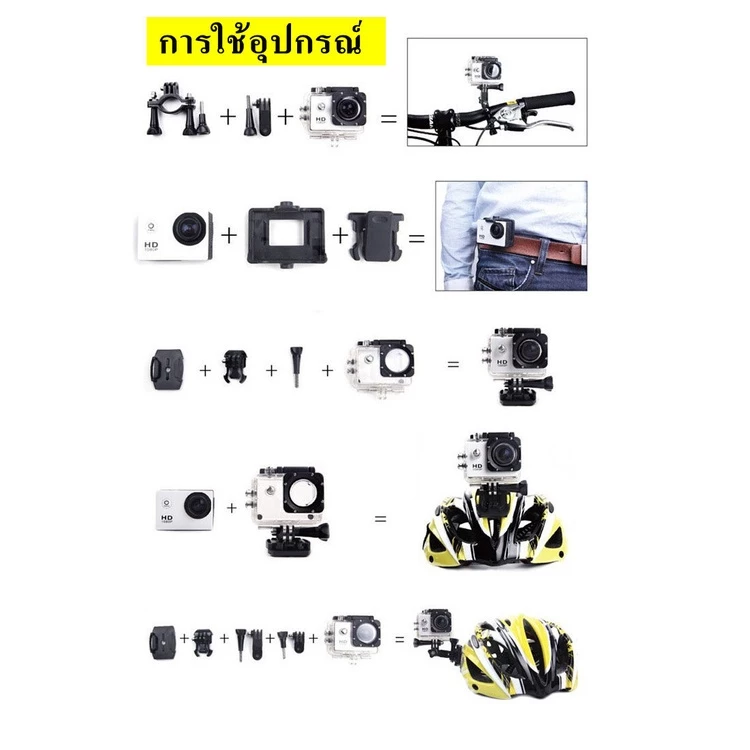 กล้องติดหมวกกันน็อค waterproof action camera ล้องแอคชั่นสปอร์ตแบบกันน้ำแบบพกพา กันน้ำ กันสั่นFull HD 1080Pกันน้ำลึก 30 m thumbnail 8
