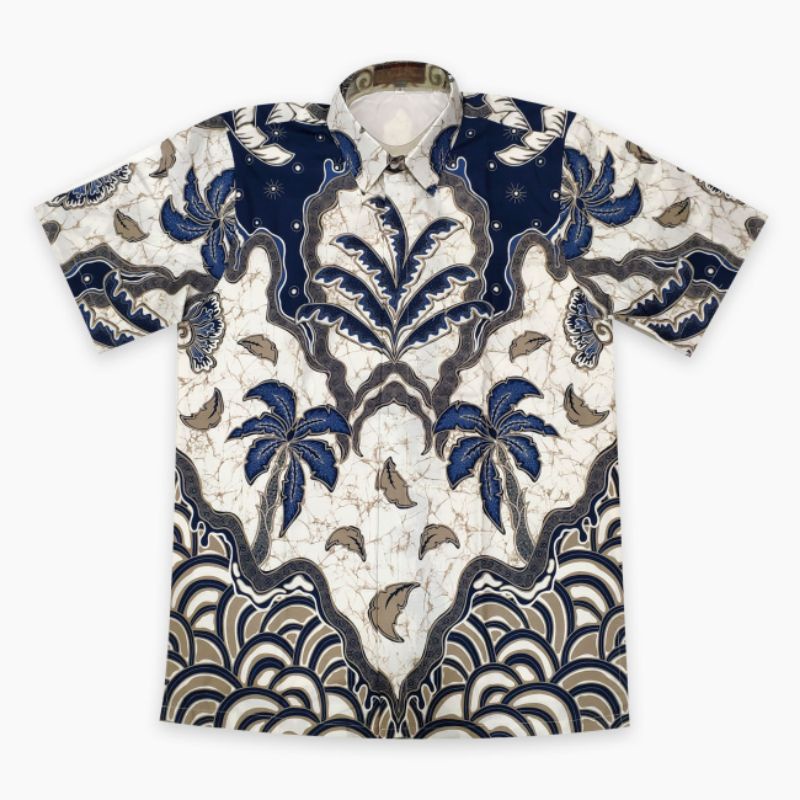 KATUN KEMEJA เสื้อบาติกแขนสั้นผู้ชายทําจากผ้าฝ้ายเนื้อดี KE89B XL มีซับในชายทันสมัย