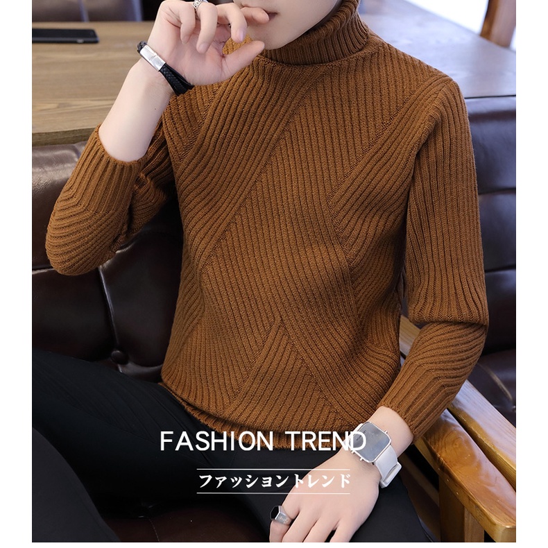 Striped Turtleneck Mens Sweaters Wool Pullover Sweater Male Oversized Turtle Neck Men Sweter Pull Jumper Korean Style Wh #4