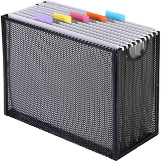 Hanging File Organizer Filing Box,Metal Mesh File Crate Desk