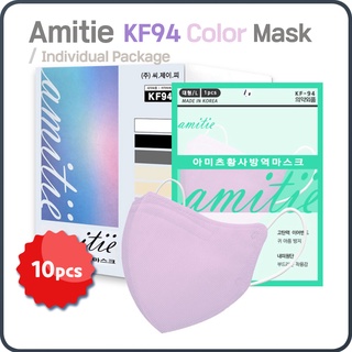 [Made in Korea] Amitie KF94 หน้ากากสีสำหรับผู้ใหญ่ / ชนิดจะงอยปากนก / บรรจุภัณฑ์ส่วนบุคคล - 10 ชิ้น