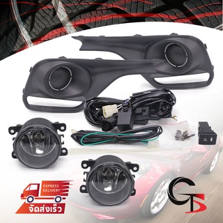 ชุด สปอร์ตไลท์+กรอบ+ฝา ไฟตัดหมอก พร้อมหลอดไฟ 12V H8 35W ข้างซ้าย+ขวา ของแท้ สีดำ Suzuki Swift GL Model ปี 2018-2020