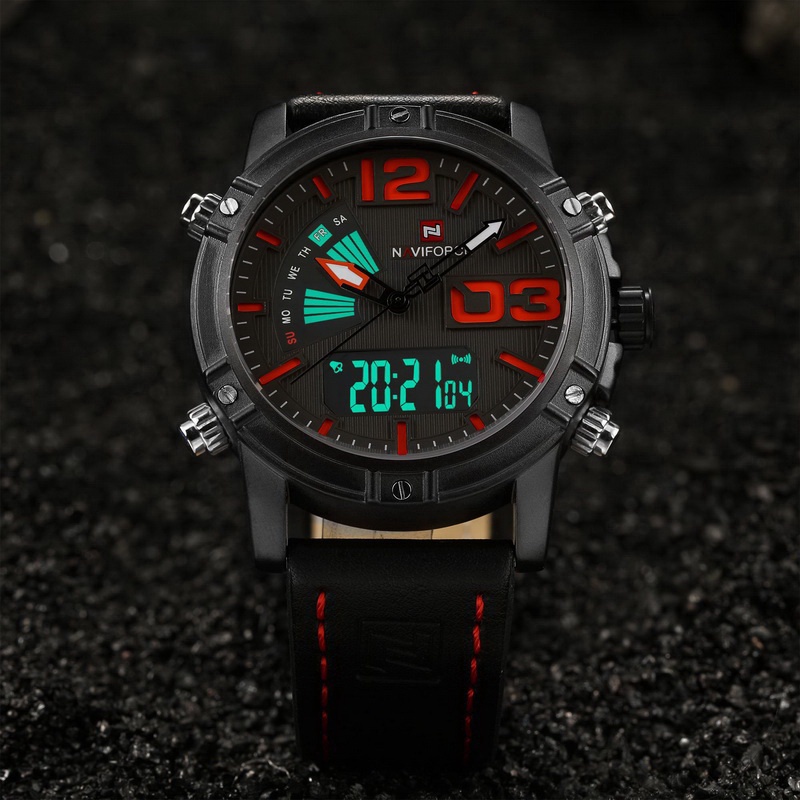Naviforce  นาฬิกาข้อมือผู้ชาย สปอร์ตแฟชั่น รุ่น NF9095 สายหนัง กันน้ำ ระบบอนาล็อก