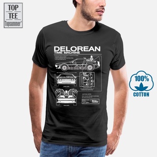 เสื้อยืดผ้าฝ้ายพิมพ์ลายขายดี พร้อมส่ง เสื้อยืด ผ้าฝ้าย พิมพ์ลาย Back To The Future Delorean Schematic หลากสี สไตล์ฮิปฮอป