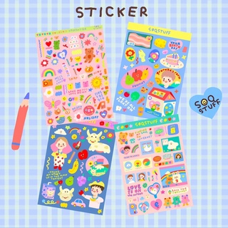 (พร้อมส่ง) soqstuff sticker a6 สติกเกอร์สำหรับตกแต่งโพลารอยด์ ฟาร์ม อินเตอร์เนต