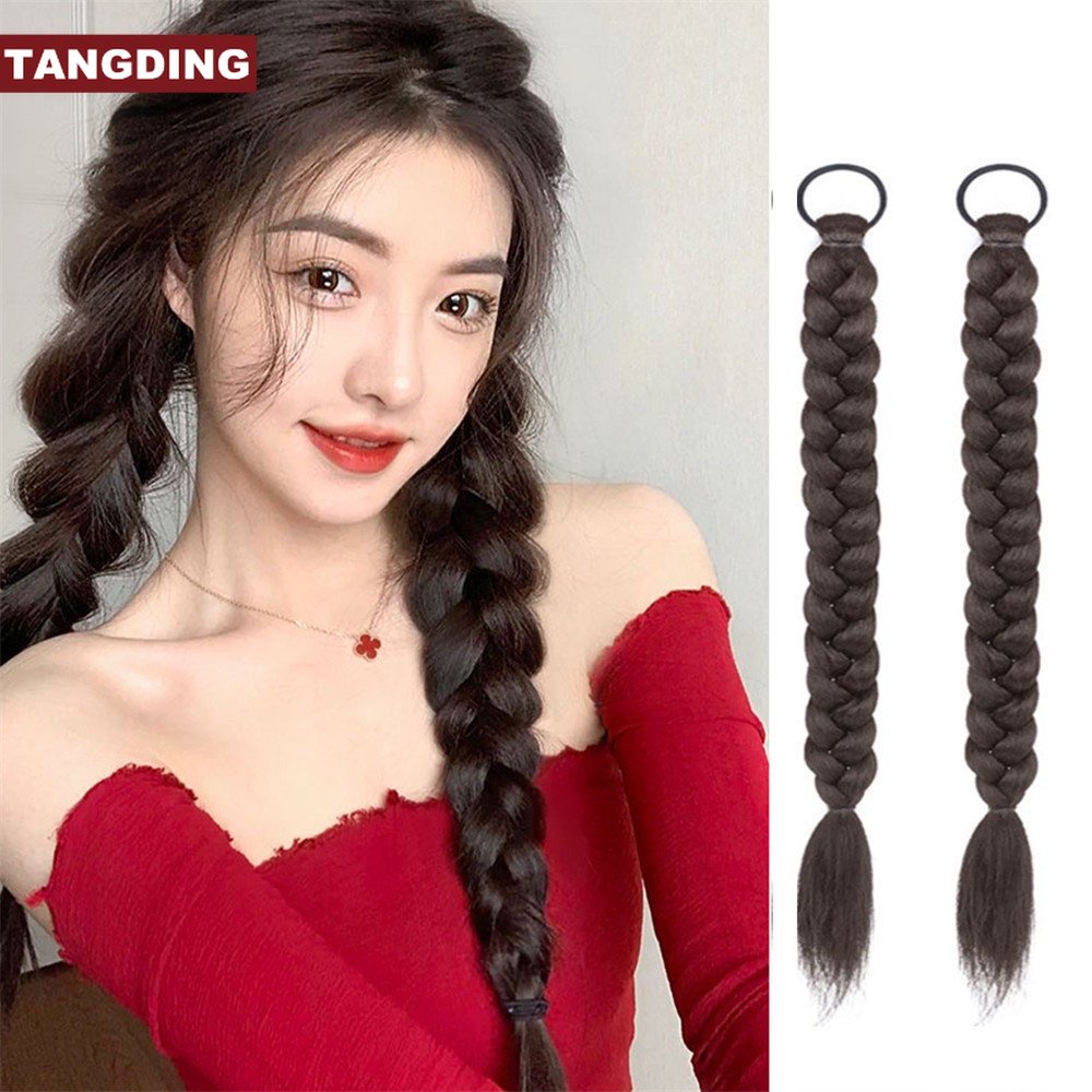 【COD Tangding】หางม้าปลอม แบบถักเปียธรรมชาติ น่ารัก สําหรับเด็กผู้หญิง