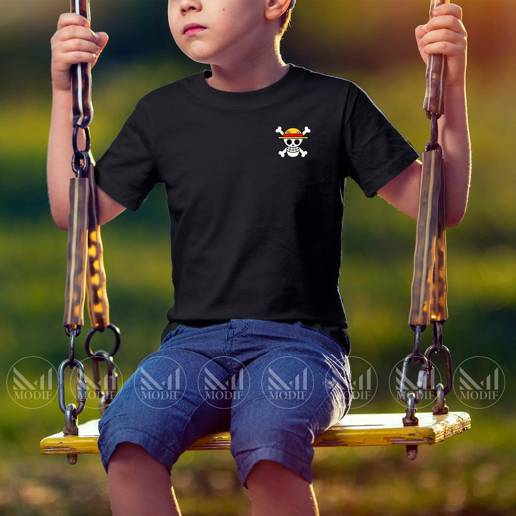เด็ก One piece luffy TShirt ผ้าฝ้าย 100% unisex รอบคอเสื้อยืด baju budak lelaki perempuan TShirt