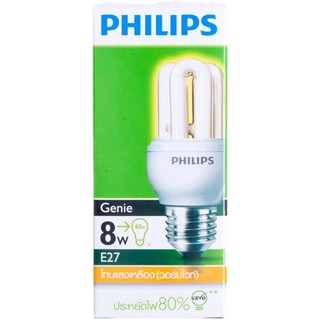 หลอดไฟแบบเกลียว หลอดประหยัดไฟ GENIE 8W สีเหลืองขาวENERGY-SAVER LAMP GENIE 8W WARMWHITE