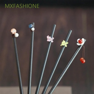 Mxfashione กิ๊บติดผมไม้ลายดอกไม้สไตล์วินเทจสําหรับผู้หญิง