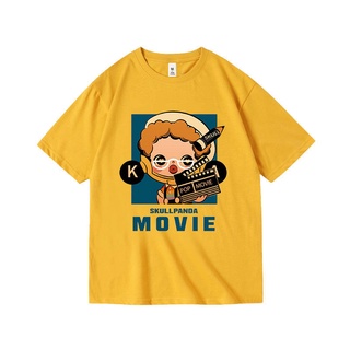 เสื้อยืดผู้ Almighty mate เสื้อยืดแขนสั้น คอกลม ผ้าฝ้ายแท้ พิมพ์ลาย Pop Mart Series สไตล์คู่รัก S-5XL
