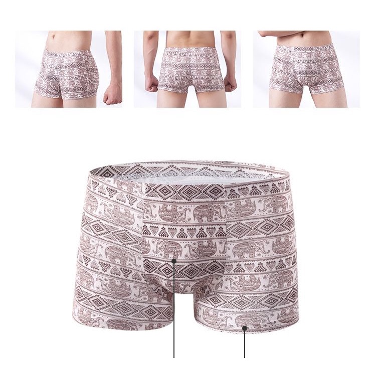 【4 PCS In 1】Men's Boxer Underwear Breathable Trunk Underpants Panties Soft Cool