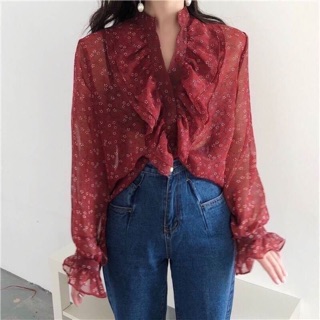 เสื้อสไตล์เกาหลี ผ้าชีฟองใส่สบาย แบบsexy