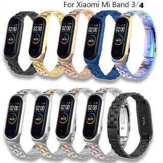 สายนาฬิกาข้อมือสแตนเลสสําหรับ Xiaomi Band 3 / 4 /5 Mi Band 3 Mi Band 4 Mi Band 5