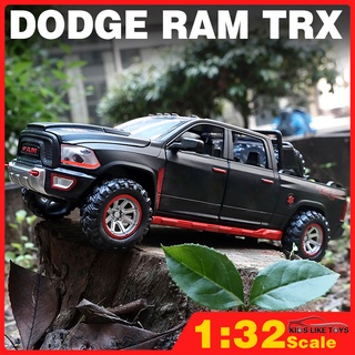 Klt โมเดลรถของเล่น 1:32 Dodge Ram Trx แบบโลหะอัลลอย พร้อมเสียง และไฟ สําหรับเด็กผู้ชาย