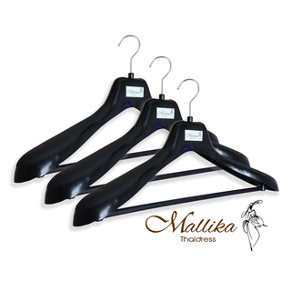 Wide Shoulder Plastic Hangers 3 Pack Black color, with Pants Bar, Plastic Suit Hanger Coat Hanger for Closet,360° Swivel