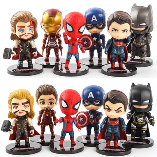 ตุ๊กตาฟิกเกอร์ The Marvel Avengers Alliance Batman Spiderman Iron Man ของเล่นสําหรับเด็ก 6 ชิ้นต่อชุด